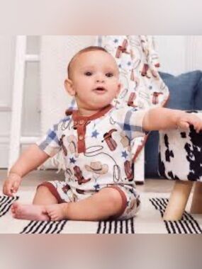 TESA BABE *Like New* Western Print Shortie Romper - 3-6M
